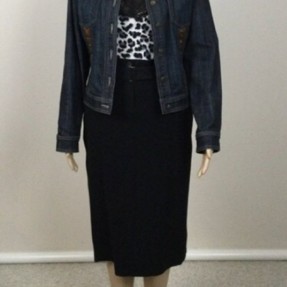 👛 (ANY 2/$50) ANNETTE GORTZ Black Partially Lined  Pencil Skirt - Picture 7 of 10